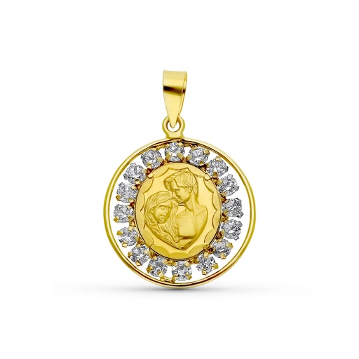 [P13994] 18K COLGANTE ORO AMARILLO ENAMORADOS 22X19 MM