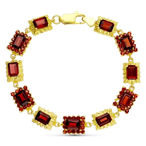 [P14000011] 18K PULSERA ORO AMARILLO GRANATES