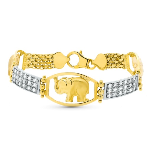 [P14000019] 18K PULSERA ORO TRICOLOR ELEFANTES