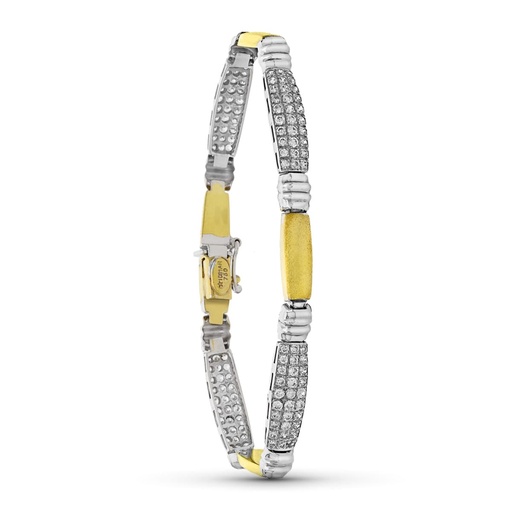 [P14000039] 18K PULSERA ORO BICOLOR CIRCONITAS ESTAMPACION