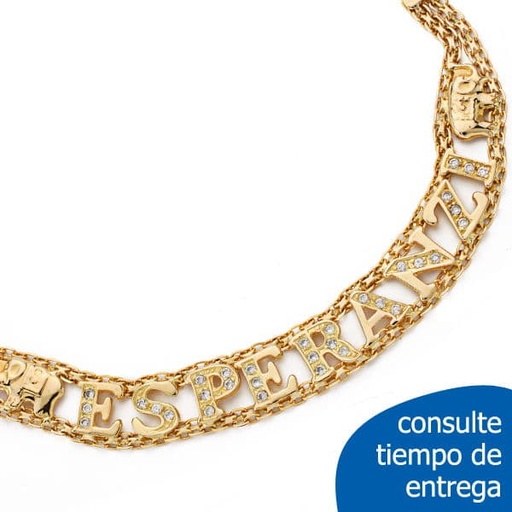 [P14000048] 18K PULSERA NOMBRE ELEFANTES 12.00 GR 18.5CM