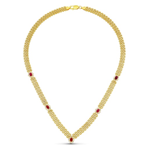 [P14000065] 18K GARGANTILLA ORO AMARILLO Y RUBI MODELO PANTER
