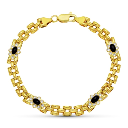 [P14000068] 18K PULSERA ORO AMARILLO PANTER Y CUAJOS CIRCONITAS