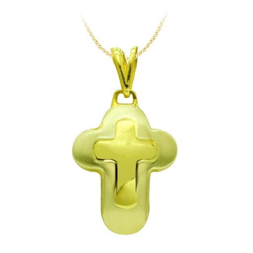 [P14000094] 18K CRUZ ORO BICOLOR HUECA 25X18 MM