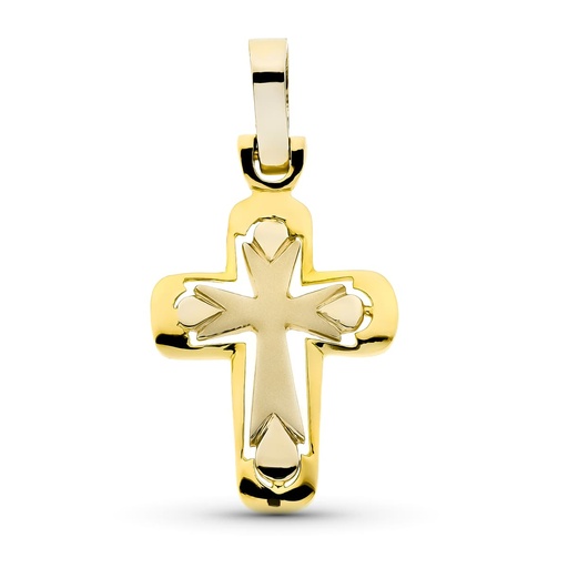 [P14000103] 18K CRUZ ORO BICOLOR 30X19 MM