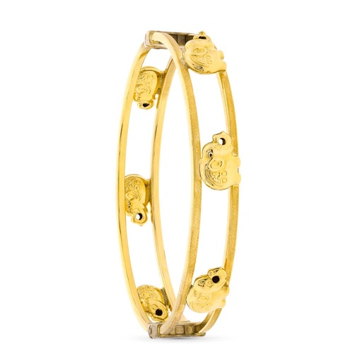 [P14000118] 18K PULSERA RIGIDA ELEFANTES 11 MM