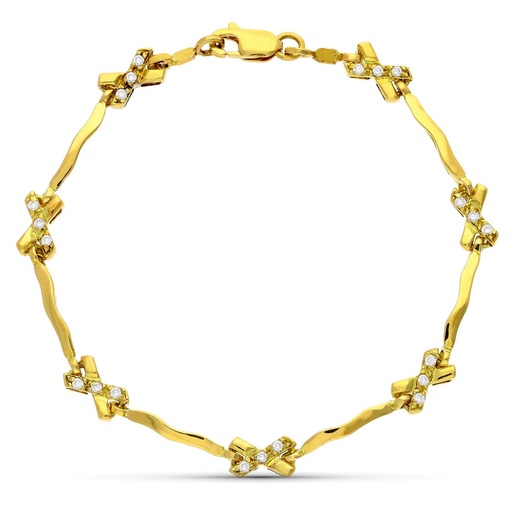 [P14000129] 18K PULSERA ORO AMARILLO Y CIRCONITAS