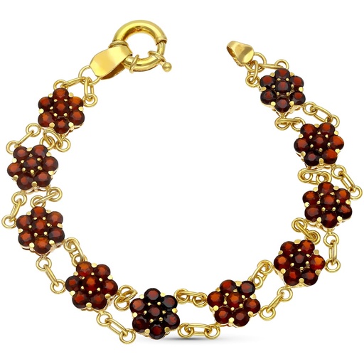 [P14000151] 18K PULSERA ORO AMARILLO CUAJOS DE GRANATES