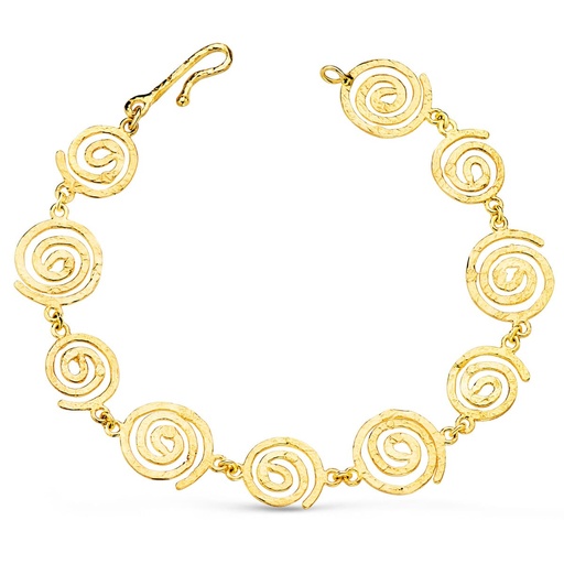 [P14000153] 18K PULSERA ORO AMARILLO ESPIRALES MARTILLADAS. ANCHO 13 MM LARGO 20.5 CM
