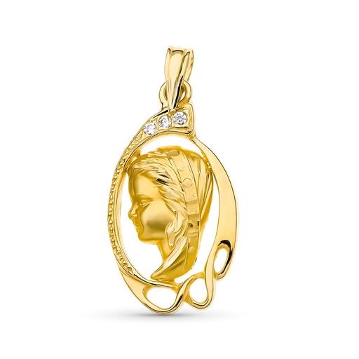 [P14000161] 18K MEDALLA ORO AMARILLO VIRGEN NIÑA 24X13 MM