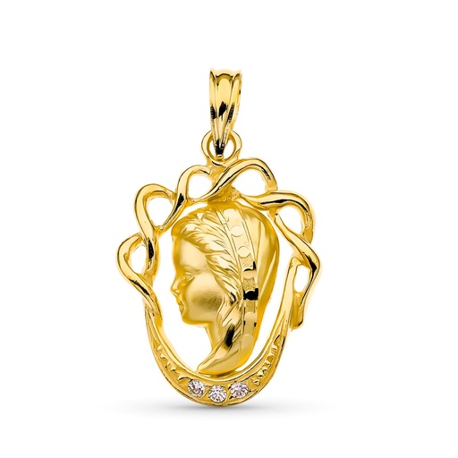 [P14000162] 18K MEDALLA ORO AMARILLO VIRGEN NIÑA 22X16 MM
