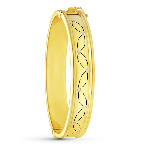 [P14000169] 18K PULSERA ORO AMARILLO RIGIDA CIRCONITAS 12 MM