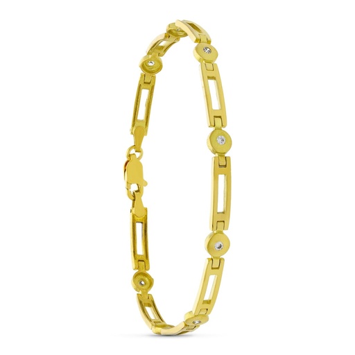 [P14000186] 18K PULSERA ORO AMARILLO CIRCONITAS MATE Y BRILLO