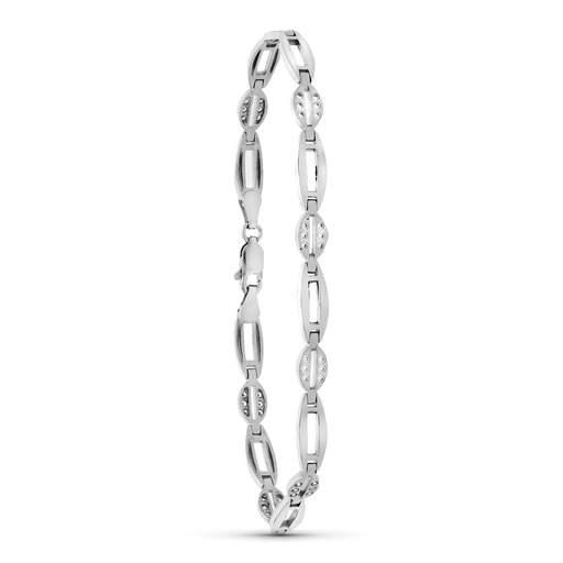 [P14000194] 18K PULSERA ORO BLANCO MATE BRILLO CIRCONITAS