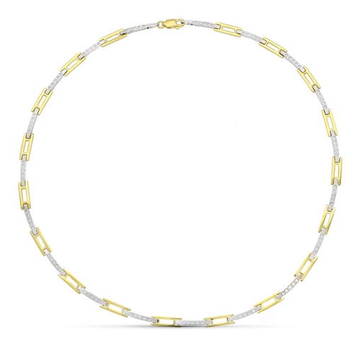 [P14000195] 18K GARGANTILLA ORO BICOLOR CIRCONITAS MATE Y BRILLO