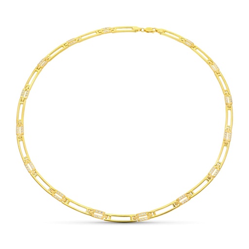 [P14000199] 18K GARGANTILLA ORO AMARILLO MATE Y BRILLO CIRCONITAS