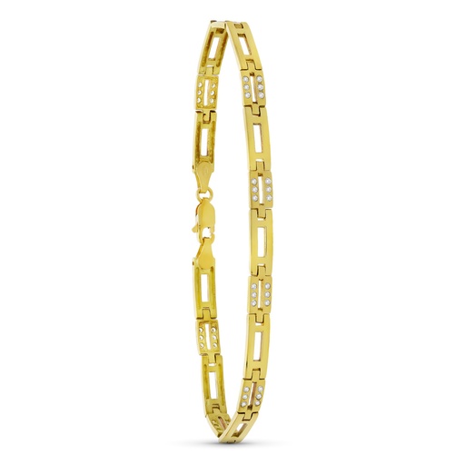 [P14000200] 18K PULSERA ORO AMARILLO CIRCONITAS MATE Y BRILLO