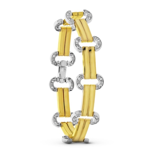 [P14000216] 18K PULSERA ORO BICOLOR CIRCONITAS