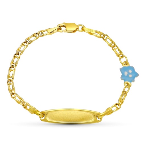 [P14000224] 18K ESCLAVA ORO AMARILLO NIÑA 14 cm FLOR ESMALTE