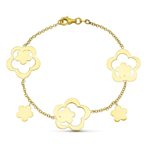 [P14000227] 18K PULSERA ORO AMARILLO FLORES