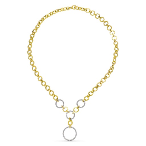 [P14000262] 18K GARGANTILLA ORO BICOLOR CIRCULOS 43 CM