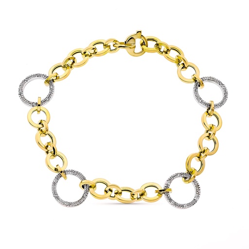 [P14000263] 18K PULSERA ORO BICOLOR ANCHO 12 MM LARGO 19 CM