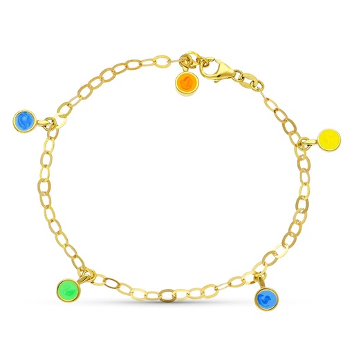 [P14000267] 18K PULSERA ORO AMARILLO FETICHES COLORES. 18 CM
