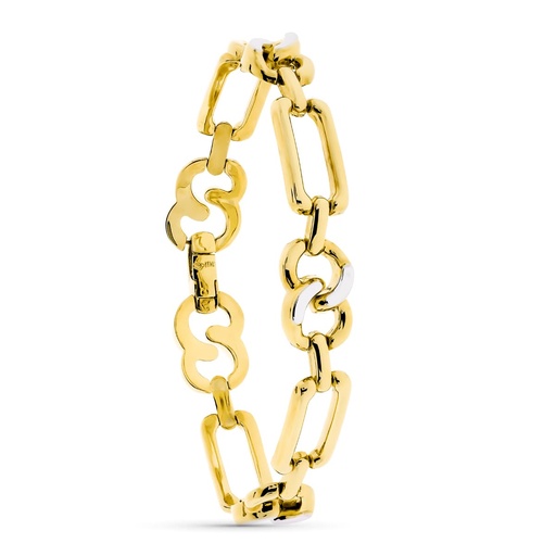 [P14000275] 18K PULSERA ORO BICOLOR ESLABONES