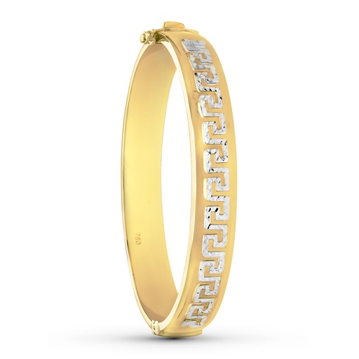 [P14000289] 18K PULSERA RIGIDA ORO BICOLOR GRECA 10 MM