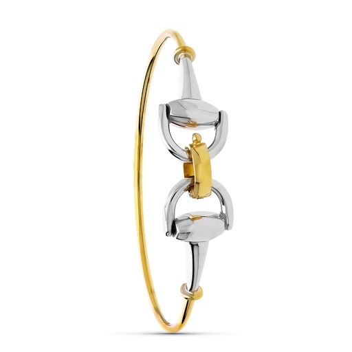 [P14000295] 18K PULSERA ORO BICOLOR RIGIDA ESTRIBO