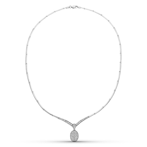 [P14000311] 18K GARGANTILLA ORO BLANCO CIRCONITAS MOTIVO OVAL