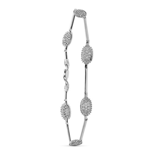 [P14000312] 18K PULSERA ORO BLANCO CIRCONITAS 19 CM