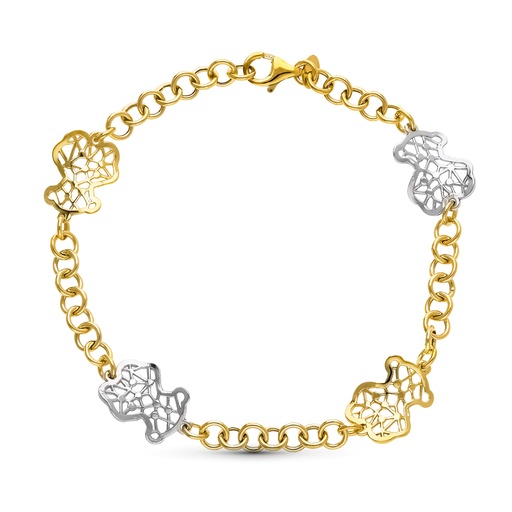 [P14000327] 18K PULSERA ORO BICOLOR OSOS