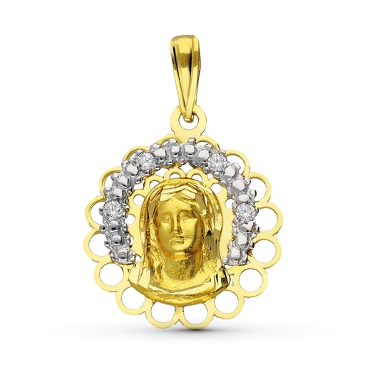 [P14000337] 18K MEDALLA ORO BICOLOR VIRGEN NIÑA 19X17 MM