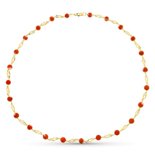 [P14000343] 18K COLLAR ORO AMARILLO JAULA CORAL FINO JAPONES 5.5 MM 50CM
