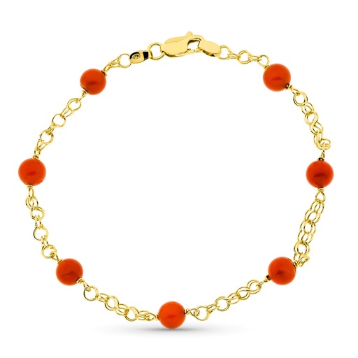 [P14000349] 18K PULSERA ORO AMARILLO JAULA CORAL FINO CERDEÑA 5 MM 20 CM