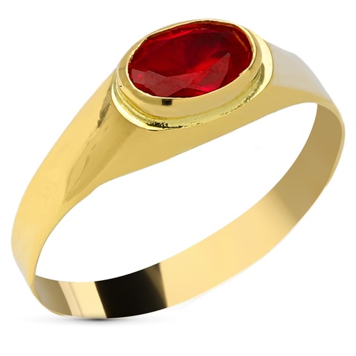 [P14038] 18K SELLO ORO AMARILLO PEQUEÑO PIEDRA OVAL.