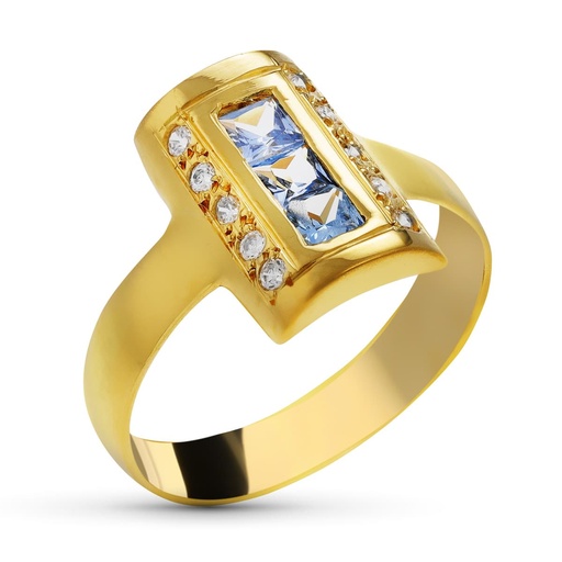 [P14067] 18K SORTIJA ORO AMARILLO LANZADERA CON CIRCONITAS