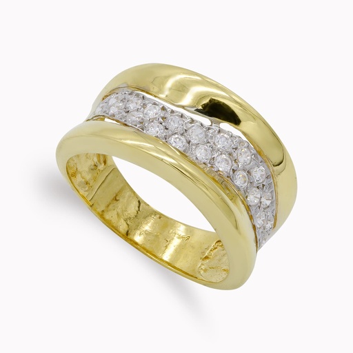 [P14087] 18K SORTIJA ORO BICOLOR BRILLO Y CIRCONITAS