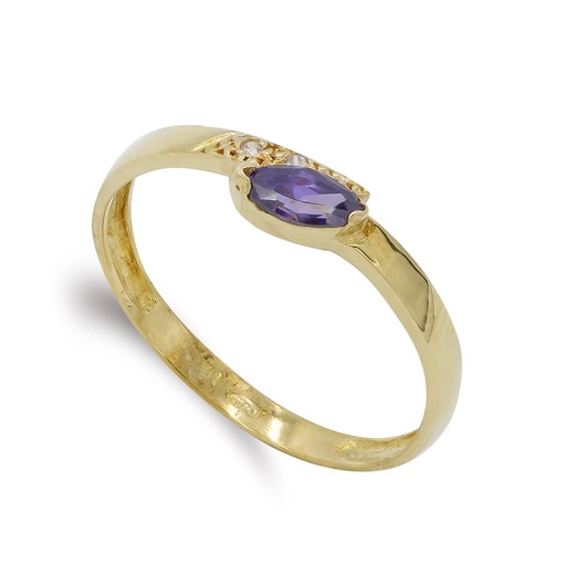[P14092] 18K SORTIJA ORO AMARILLO AMATISTA Y CIRCONITAS