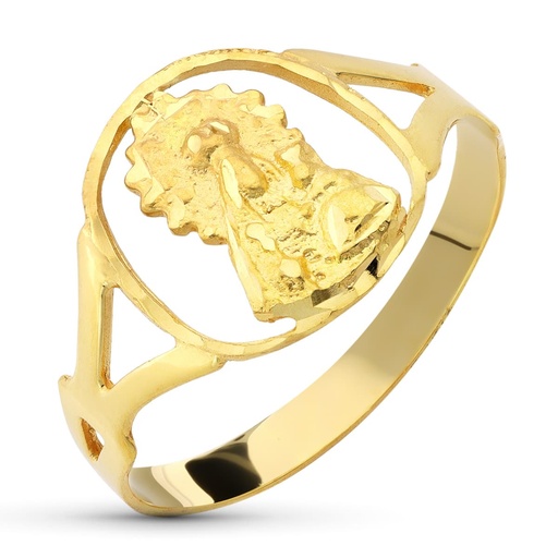 [P14120] 18K SORTIJA ORO AMARILLO VIRGEN DE LINAREJOS OVAL.