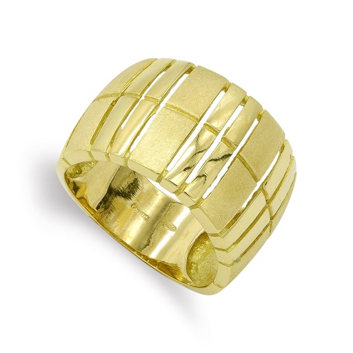 [P14129] 18K SORTIJA ORO AMARILLO BANDAS MATE Y BRILLO