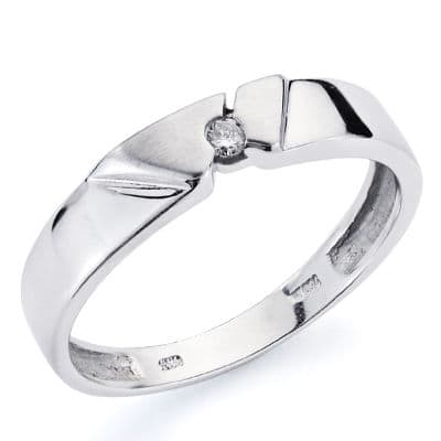 [P1419] 18K SORTIJA ORO BLANCO DIAMANTES TALLA BRILLANTE 0.05  QTS.