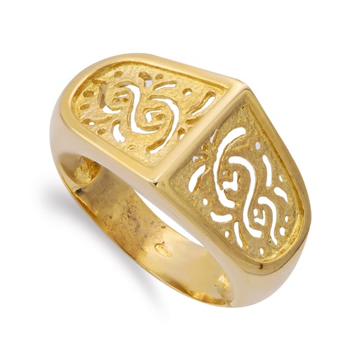 [P14202] 18K SORTIJA ORO AMARILLO MOTIVOS CALADOS ANCHO 12 MM