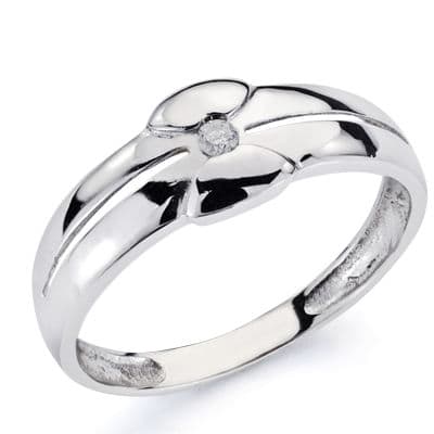 [P1422] 18K SOLITARIO ORO BLANCO DIAMANTE 0.050 QTS.