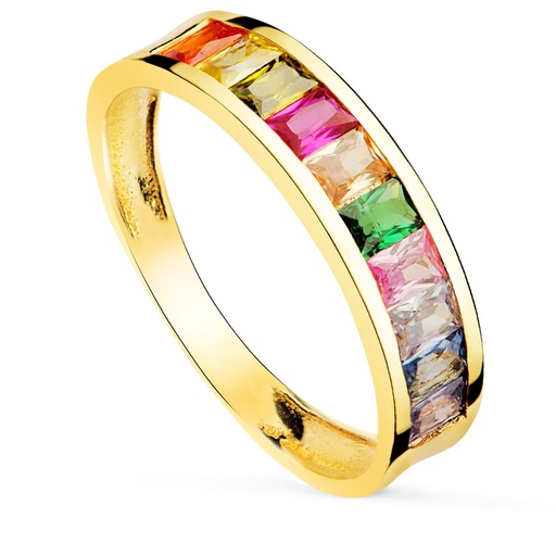 [P14243-OATF] 18K SORTIJA ORO AMARILLO CIRCONITAS COLORES BAGUETTE. 4 MM