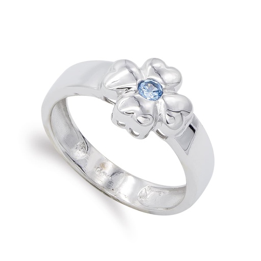 [P14268] 18K SORTIJA ORO BLANCO PIEDRA COLOR TREBOL