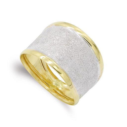 [P14293] 18K SORTIJA ORO BICOLOR DIAMANTADA Y BRILLO