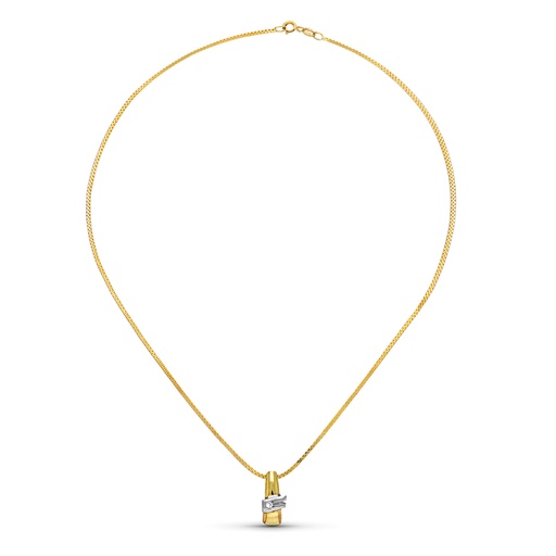 [P1435-3] 18K COLGANTE ORO AMARILLO BRILLANTE 16X7 MM 0.04 QTS. CADENA 40