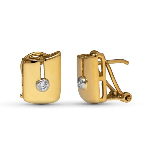 [P1436-1] 18K PENDIENTES ORO AMARILLO DIAMANTES TALLA BRILLANTE 0.10 QTS. 12X8 MM